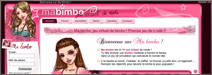 <strong>Le 1<sup>er</sup> jeu virtuel de mode</strong> où tu fais évoluer une bimbo moderne à travers le temps, à toi de lui trouver le mari de ses rêves, de l'habiller et de la nourrir comme il faut pour être la meilleure bimbo !